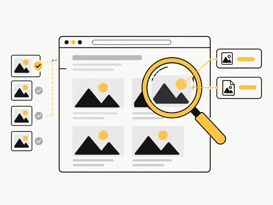 A web page with its images being inspected one by one